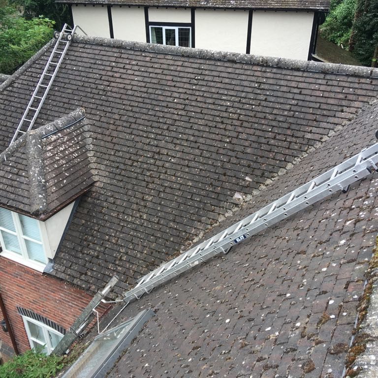 roof cleaning will remove all of the dirt and built up moss from these roof tiles